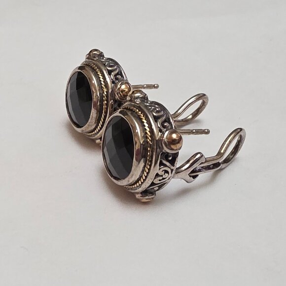 EFFY Balissima Onyx, Sterling Silver and 18K Yellow Gold Stud Earrings - Picture 7 of 14